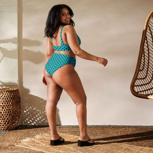 Blue Static – Bikini reciclado de cintura alta