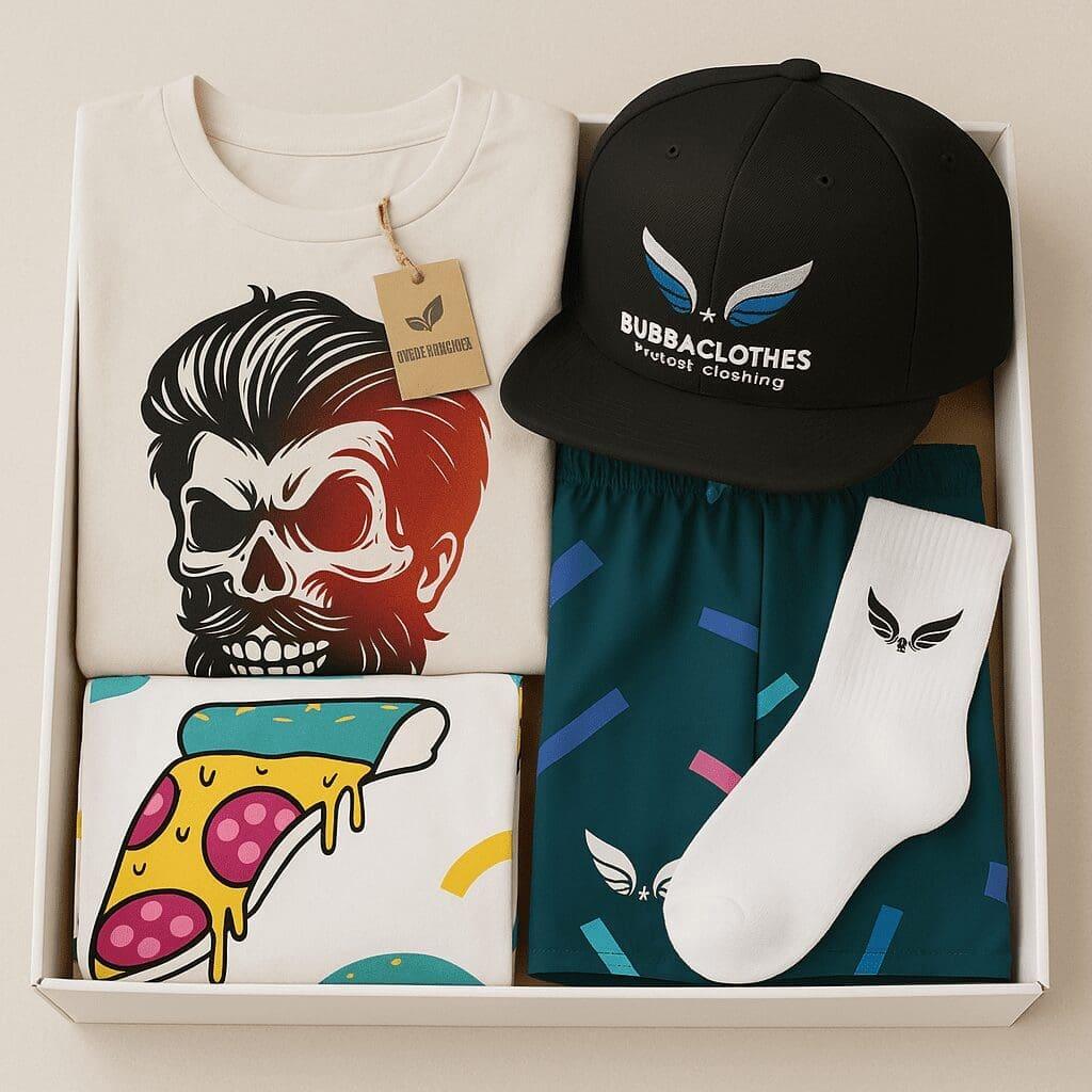 Caja de regalo con ropa urbana