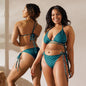 Bikini reciclado con tiras Blue Static azul turquesa y negro de BubbaClothes