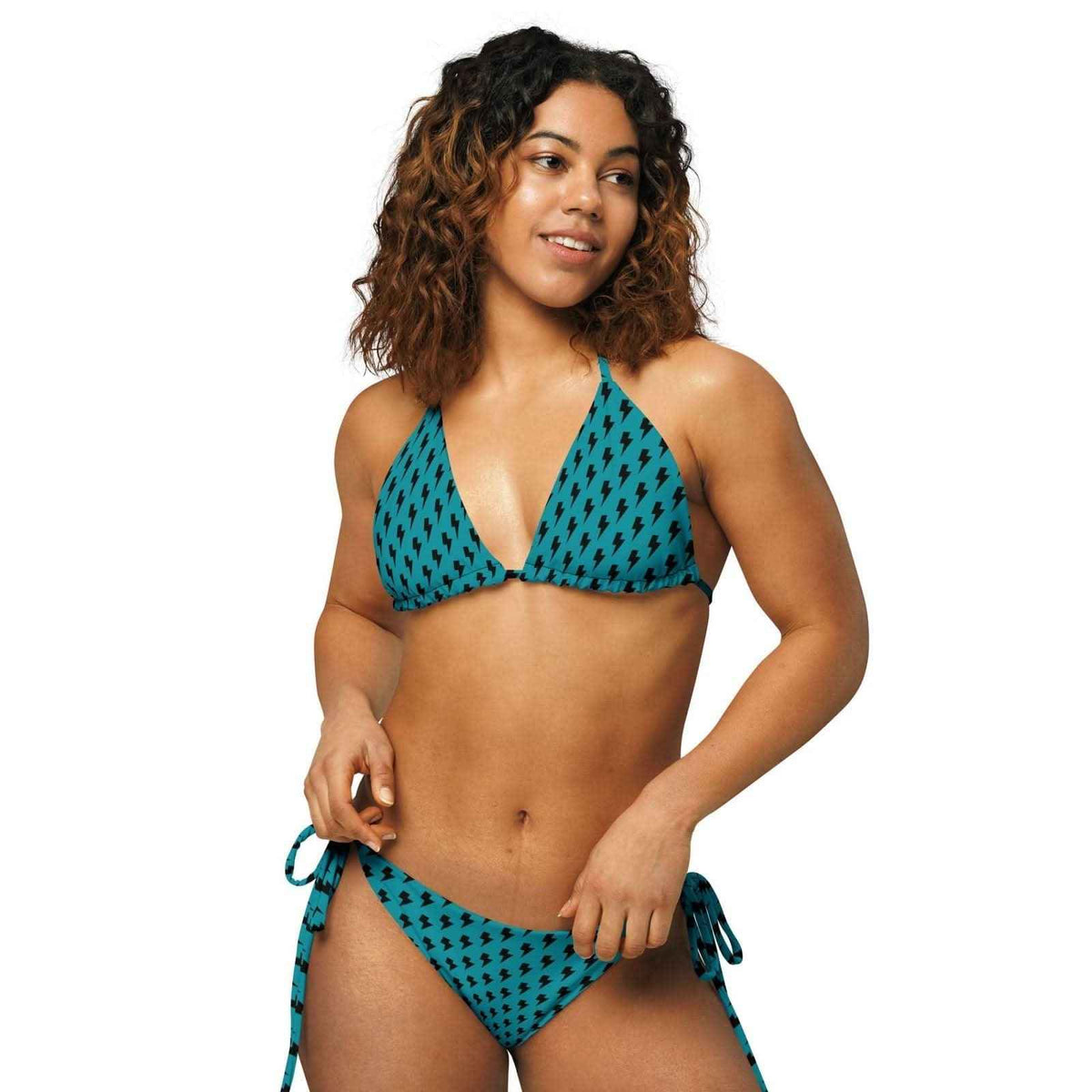 Blue Static – Bikini reciclado con tiras Premi