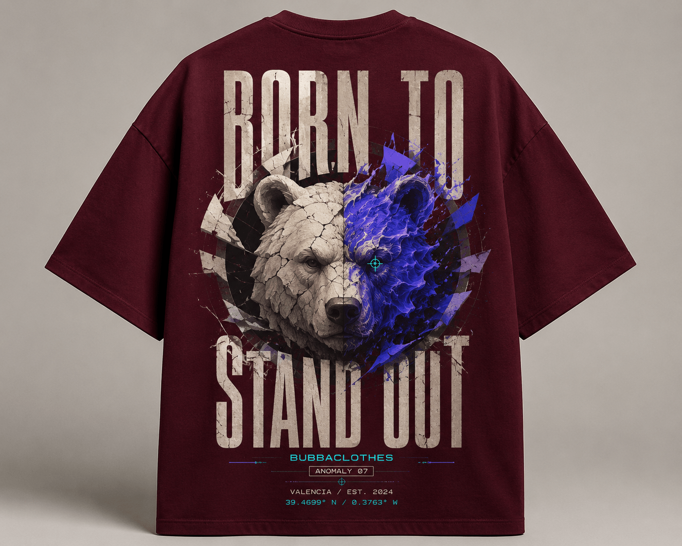 Camiseta Oversize BORN TO STAND OUT – ANOMALY 07 - Bubbaclothes