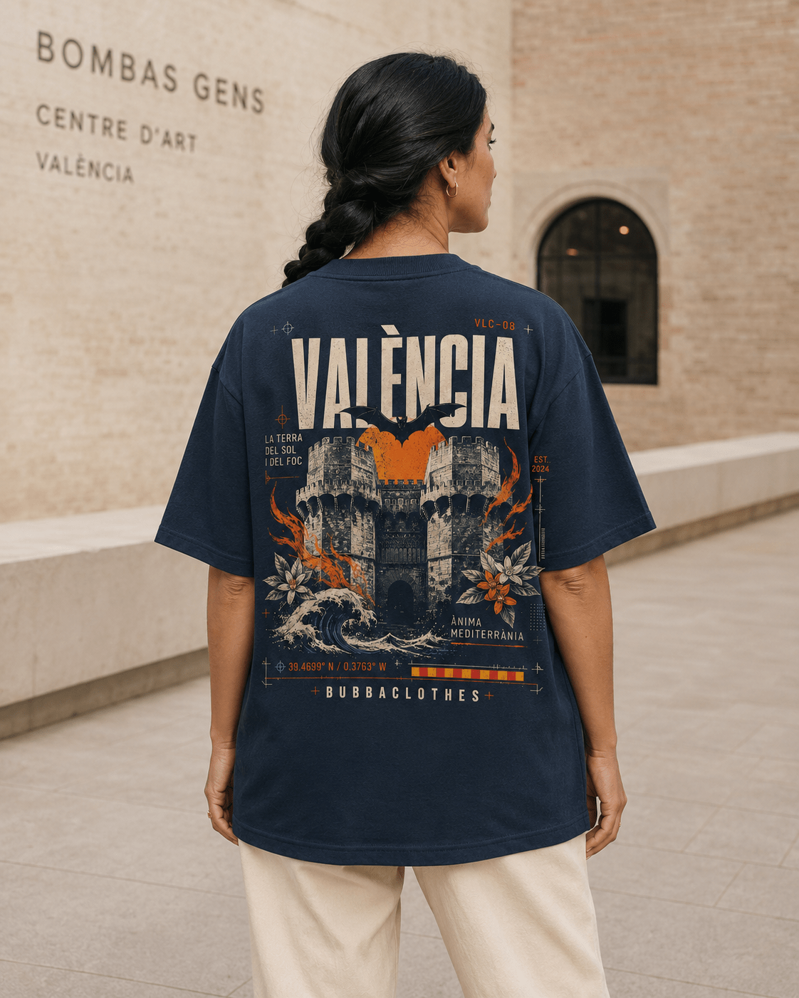 Camiseta Oversize VALÈNCIA VLC–08 – La Terra del Sol i del Foc - Bubbaclothes