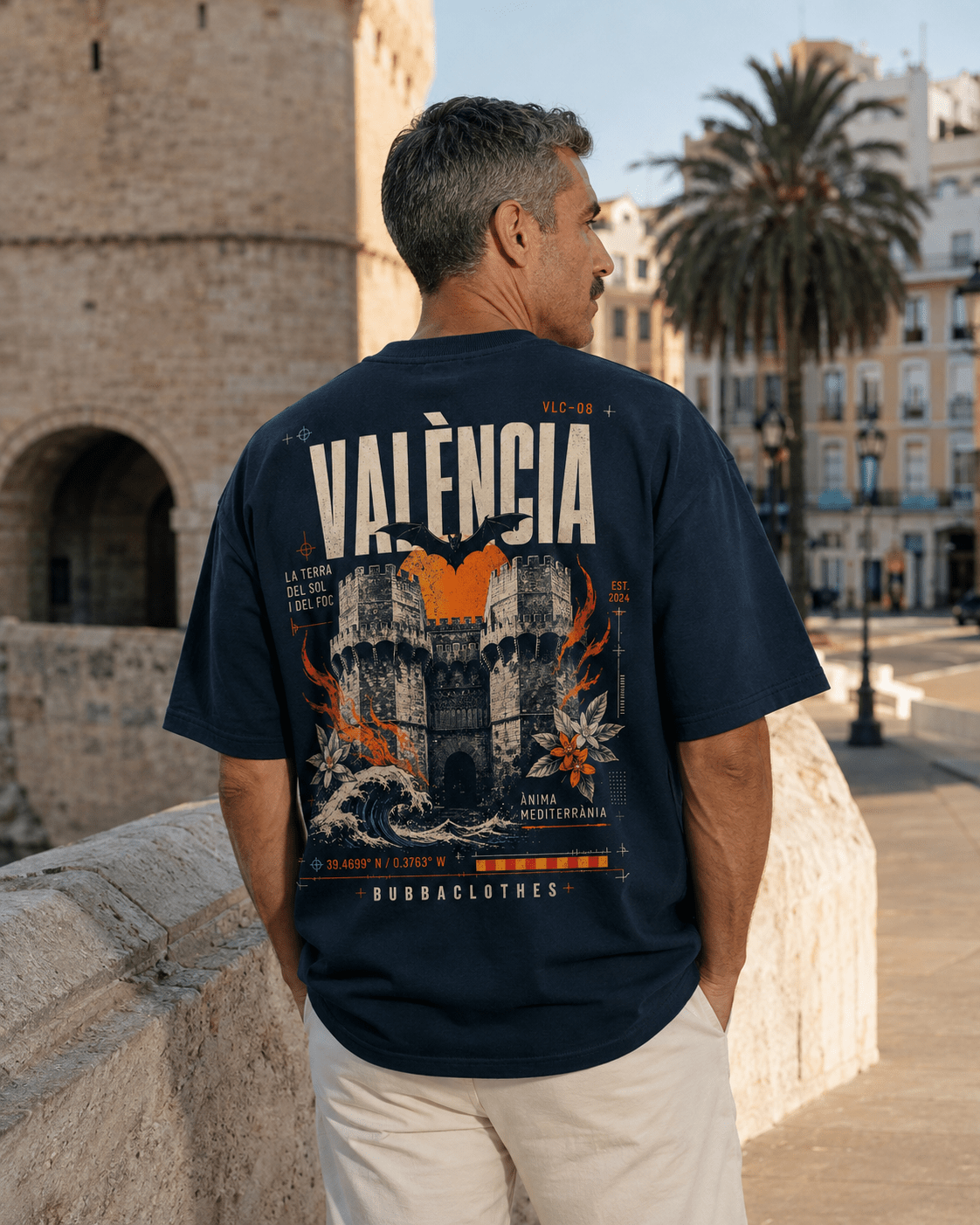 Camiseta Oversize VALÈNCIA VLC–08 – La Terra del Sol i del Foc - Bubbaclothes