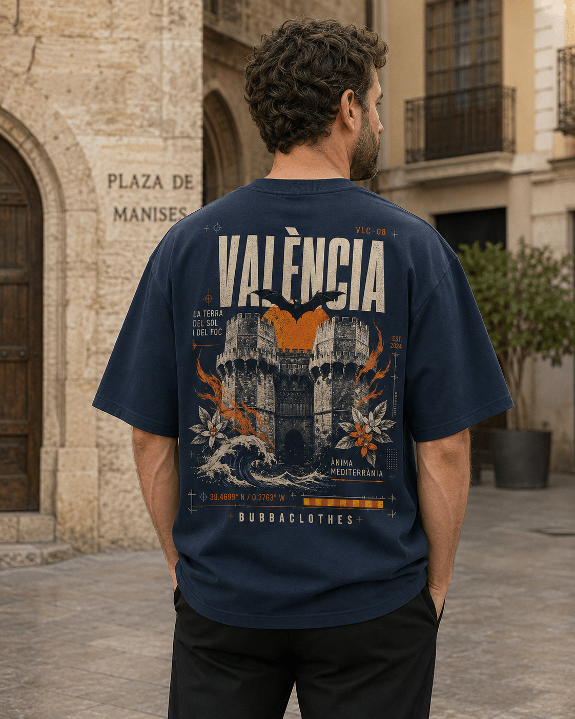Camiseta Oversize VALÈNCIA VLC–08 – La Terra del Sol i del Foc - Bubbaclothes