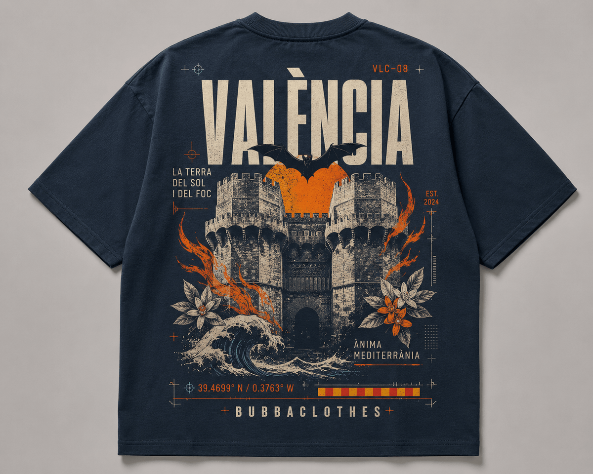 Camiseta Oversize VALÈNCIA VLC–08 – La Terra del Sol i del Foc - Bubbaclothes
