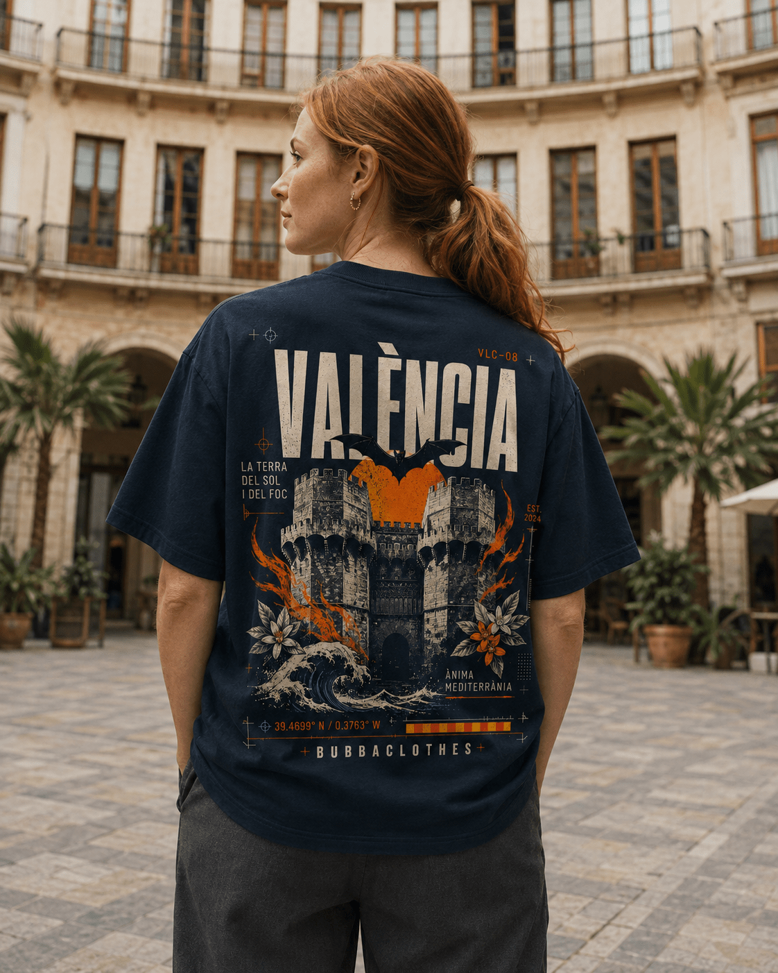Camiseta Oversize VALÈNCIA VLC–08 – La Terra del Sol i del Foc - Bubbaclothes