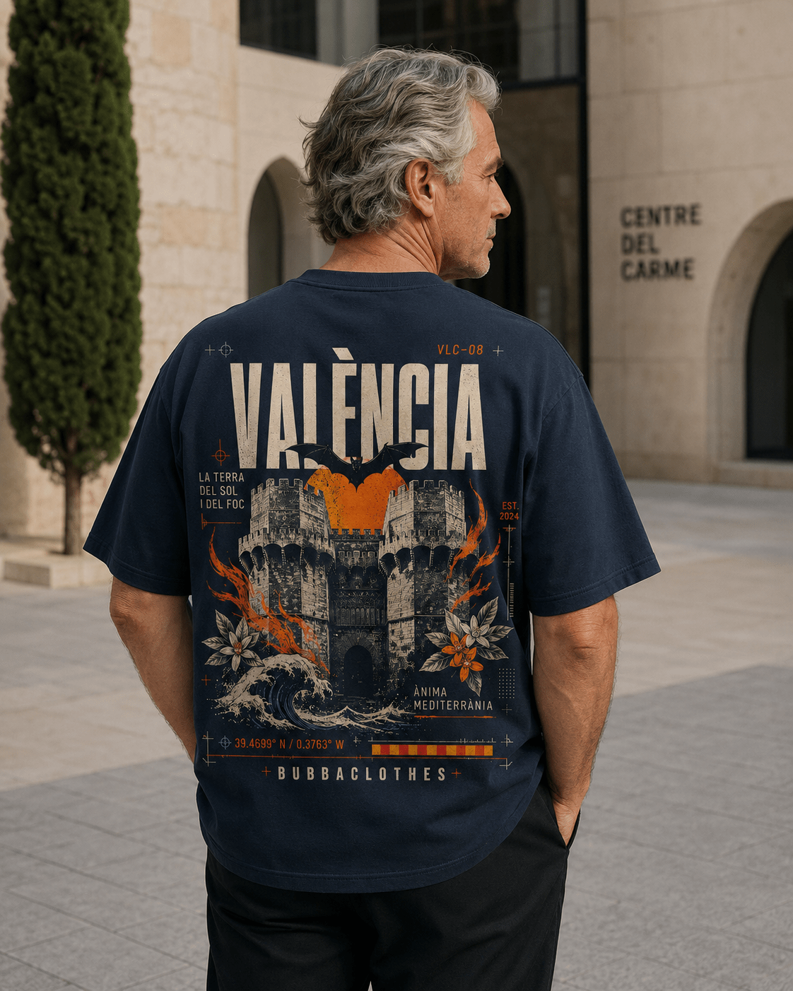 Camiseta Oversize VALÈNCIA VLC–08 – La Terra del Sol i del Foc - Bubbaclothes